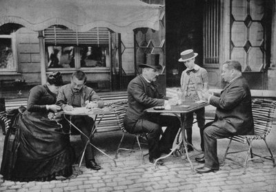 Scena życia codziennego, tradycja „”świętej godziny”””. Fotografia, koniec XIX wieku, Paryż. Dz. Selva. autorstwa Unknown photographer