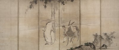 Sushi szorstki plan d chleb fan g drukowanie droga, powietrze rly 1600s. autorstwa Unkoku Tōgan