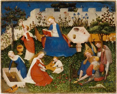 Mały rajski ogród, ok. 1410-20 (technika mieszana na dębie) autorstwa Upper Rheinish Master