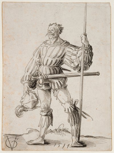 Żołnierz z włócznią, 1514 autorstwa Urs Graf