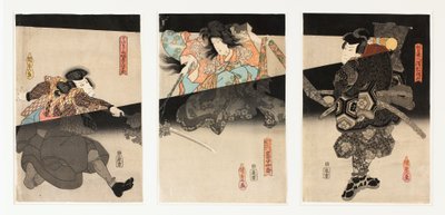 Tryptyk Cherry Spirit autorstwa Utagawa (1786-1865) Kunisada