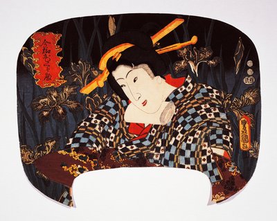 Portret kurtyzany z tęczówką w tle autorstwa Utagawa Kunisada