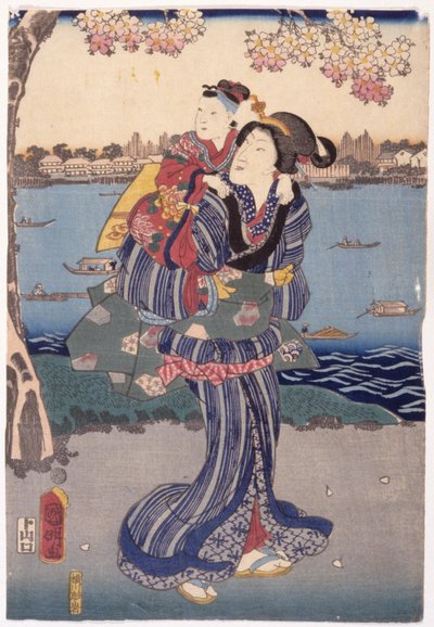 Oglądanie kwiatów wiśni w Mukjima (Mukjima Hanami No Zu) autorstwa Utagawa (1835 1888) Kuniaki