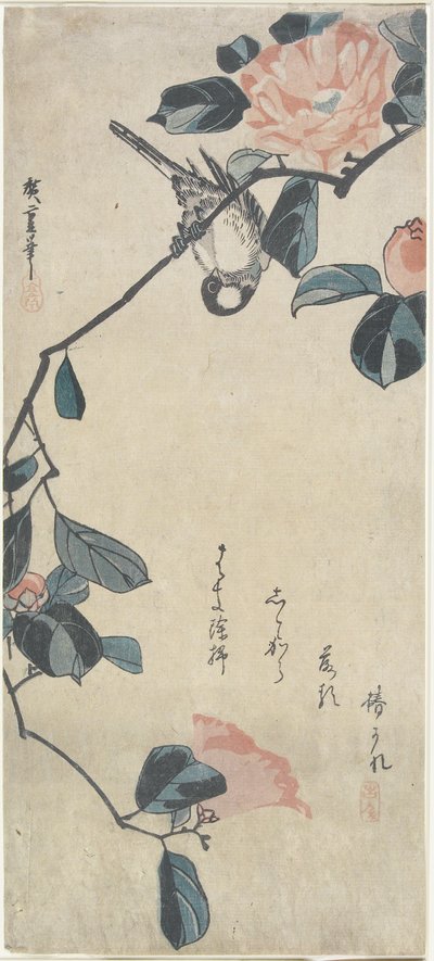 (Ptak na Kamelii), początek XIX wieku autorstwa Utagawa Hiroshige