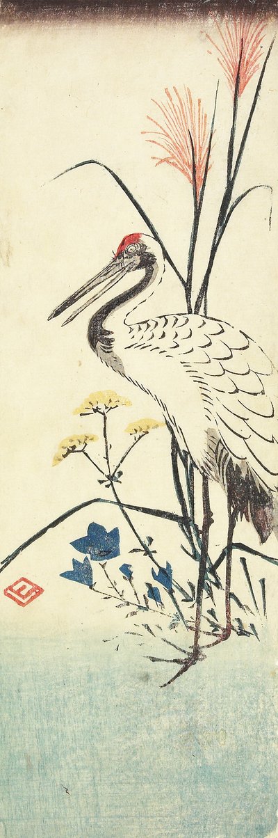 (trawa pampasowa, patinia, dzwonek chiński i żuraw), 1830-1858 autorstwa Utagawa Hiroshige