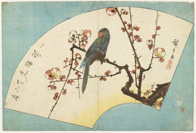 (Papuga na kwitnącej śliwce), połowa XIX w. autorstwa Utagawa Hiroshige