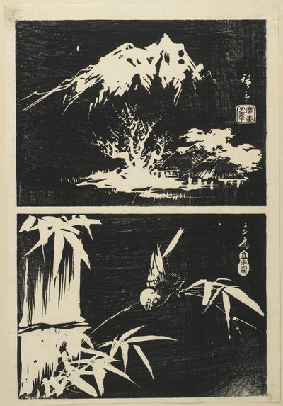 (Dwa obrazy litografii), połowa XIX wieku autorstwa Utagawa Hiroshige