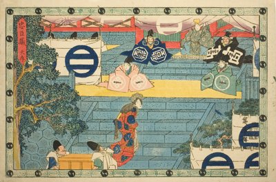 Akt 1 (Daijo), z serii „Zemsta lojalnych podwładnych (Chushingura)” autorstwa Utagawa Hiroshige