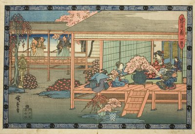 Akt 4 (Yondanme), z serii „Zemsta lojalnych podwładnych (Chushingura)” autorstwa Utagawa Hiroshige