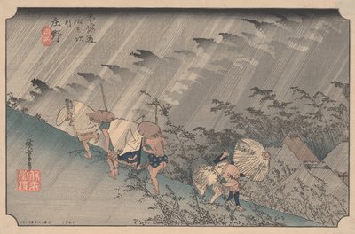 Po „Zagłuszonym prysznicu w Shono” z 53 stacji Tokaido autorstwa Utagawa Hiroshige