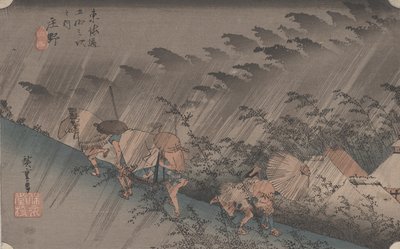 Po nr 46 „Nagły prysznic w Shono” Z 53 stacji Tokiado, 1844 autorstwa Utagawa Hiroshige