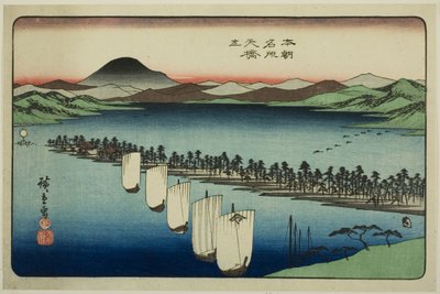 Amanohashidate, z serii „Słynne miejsca Japonii (Honcho meisho)” autorstwa Utagawa Hiroshige