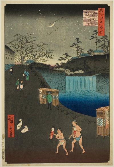 Blue Sope, Ręka Tygrysa w Otsui (Toranomon-zewnętrzna Aoi-zaka), z serii „Ridge dre d fa net s widoki Edo (Sto słynnych widoków Edo)” autorstwa Utagawa Hiroshige