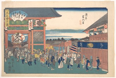 Przed Kaminarimonem w Asakusie (Kameya) autorstwa Utagawa Hiroshige