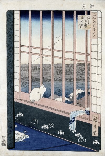 Pola ryżowe Asakusa podczas święta Koguta z serii „Meisho Edo Hyakkei” (Sto widoków Edo) 1861 (kolorowy drzeworyt) autorstwa Utagawa Hiroshige