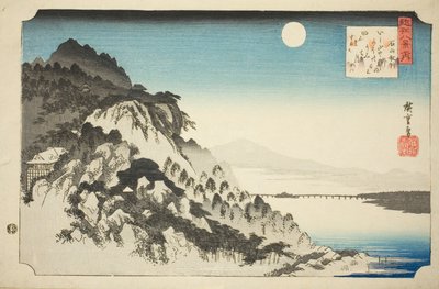 Outsm także w Ishiyama (Shugetsu Ishiyama), z serii „Angielskie widoki ou (Omi hakkei no uchi)” autorstwa Utagawa Hiroshige