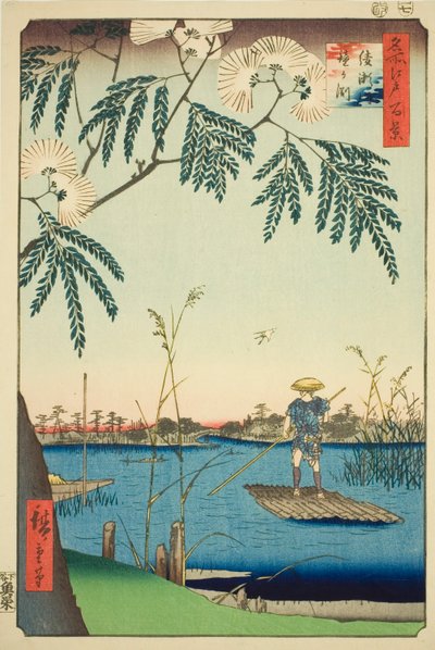 Wielebny Ayase Plan d Kanegafuchi (Ayase River Kanegafuchi), z serii „Grzbiet na grzbiety d fan net s Widoki Edo (Sto słynnych widoków Edo)” autorstwa Utagawa Hiroshige
