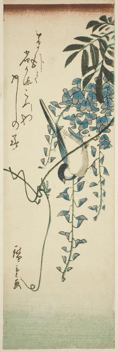 Ptak i glicynia autorstwa Utagawa Hiroshige