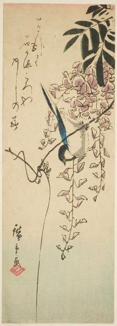 Ptak na glicyniach autorstwa Utagawa Hiroshige