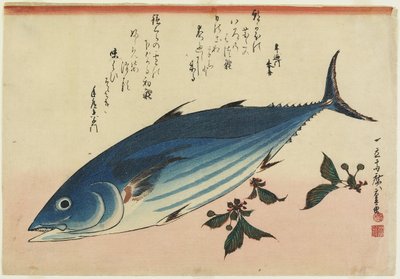 Bonito i liście wiśni, 1832-1833 autorstwa Utagawa Hiroshige