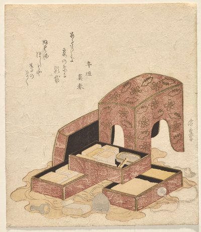 Zestaw do kaligrafii z tacami z różnymi uszczelkami autorstwa Utagawa Hiroshige