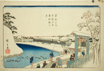 Cherry Well on the Benkei Moat outside Sakurada (Soto Sakurada Benkeibori sakura no i), from the series "Famous Places in the Eastern Capital (Toto meisho)" autorstwa Utagawa Hiroshige