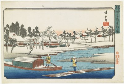 Bezchmurna pogoda po śniegu w Masaki, 1832-1839 autorstwa Utagawa Hiroshige