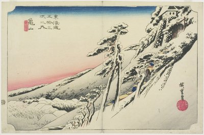 Bezchmurna pogoda po śniegu, Kameyama, yukibare, ok. godz. 1833 autorstwa Utagawa Hiroshige