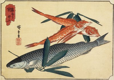 Dorsz i Gurnard, początek XIX wieku autorstwa Utagawa Hiroshige