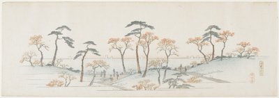 Kolorowe liście w świątyni Kaianji, 1837-1844 autorstwa Utagawa Hiroshige