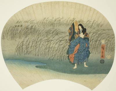 Para uciekająca, z odcinka Akutagawa w Opowieściach Ise autorstwa Utagawa Hiroshige