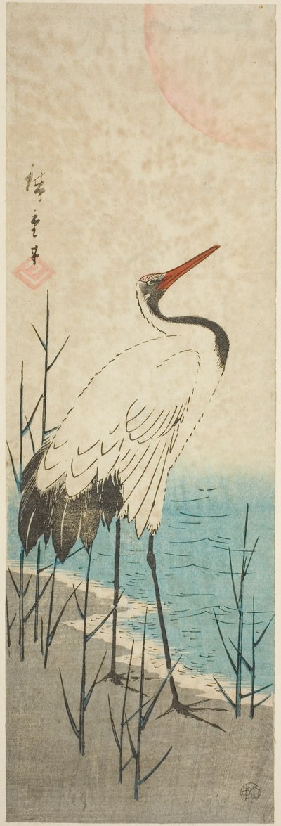 Żuraw i słońce autorstwa Utagawa Hiroshige