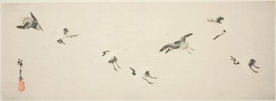 Dźwigi w locie autorstwa Utagawa Hiroshige
