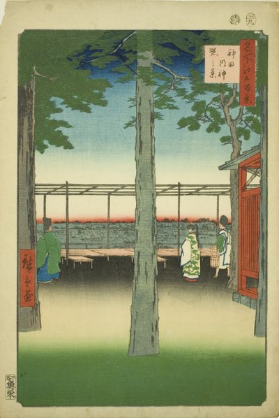Świt w Kanda Myohito Shline (system Kanda Myohito Akebono), z serii „Ridge dre d fa net s views f Edo (100 Famous Views of Edo)” autorstwa Utagawa Hiroshige
