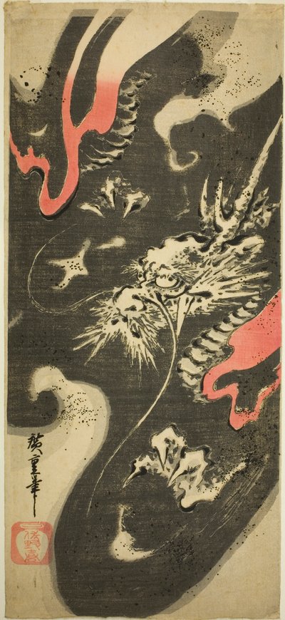 Smok w chmurach autorstwa Utagawa Hiroshige