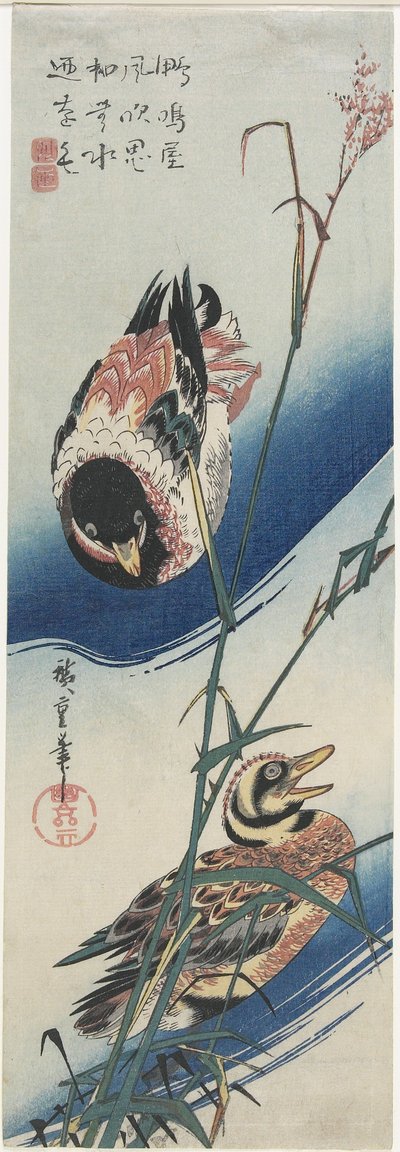 Kaczki i trzciny, 1834-1839 autorstwa Utagawa Hiroshige