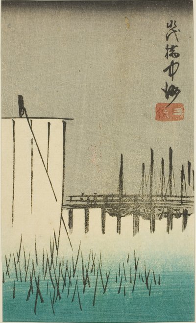 Most Eitai, Nakasu i Mitsumata Harimaze Koto Meisho” autorstwa Utagawa Hiroshige