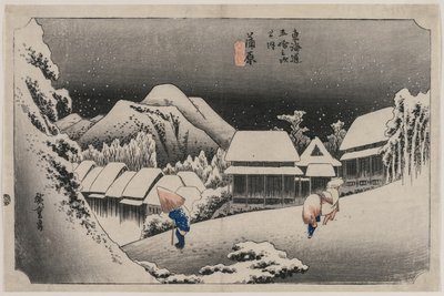 Evening Snow w Kambara (numer szesnasty z serii Fifty-three Stations of the Tokaido) autorstwa Utagawa Hiroshige