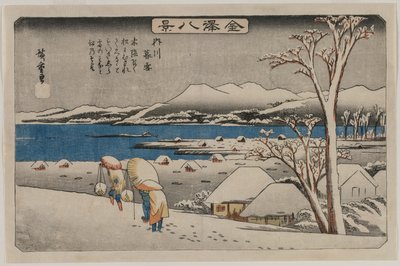 Wieczorny śnieg w Uchikawie, z cyklu Osiem widoków Kanazawy autorstwa Utagawa Hiroshige