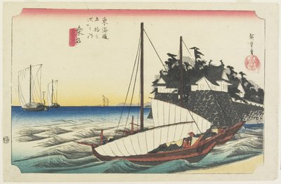 Ferry jest handlarzem Shichiri, Kuwana, ok. 1930 r. 1833 autorstwa Utagawa Hiroshige