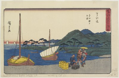 Port promowy na plaży Imagiri, Maisaka, 1841-1842 autorstwa Utagawa Hiroshige