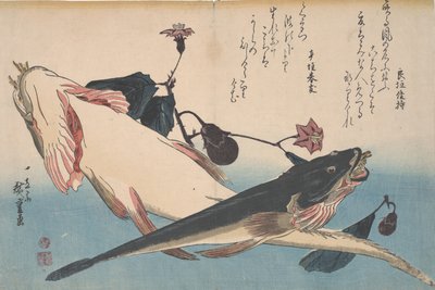 Płaskie głowy i bakłażan, ok. 1830 r. autorstwa Utagawa Hiroshige