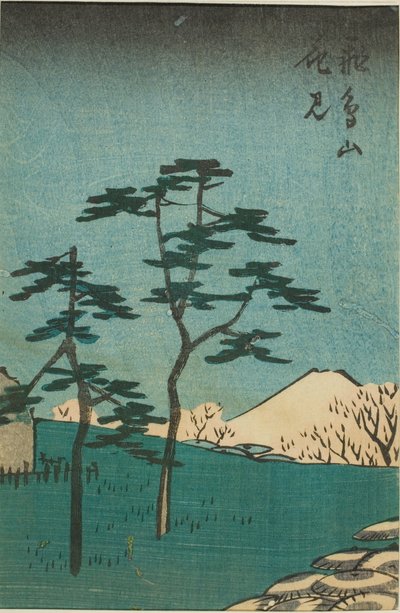Widok kwiatów na wzgórzu Asuka (Asukayama hanami), fragment arkusza z serii „Wycinanki ze słynnych miejsc w Edo (Harimaze Koto meisho)” autorstwa Utagawa Hiroshige