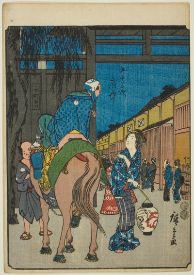 Unchu, z serii „pięćdziesiąt trzy dźwięki Stachi” „miejskości” (następna Goshuyama) Za każdym razem) autorstwa Utagawa Hiroshige