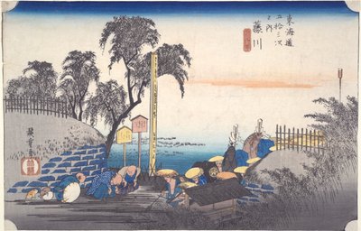 Fujikawa: Pięćdziesiąt trzy stacje Tokaido autorstwa Utagawa Hiroshige