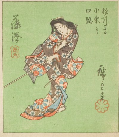 Fujisawa, fragment arkusza nr. 2 z serii "Wycinane obrazy Tokaido (Tokaido harimaze zue)" autorstwa Utagawa Hiroshige