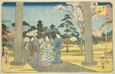 Fukagawa Hachiman Shrine, z serialu autorstwa Utagawa Hiroshige