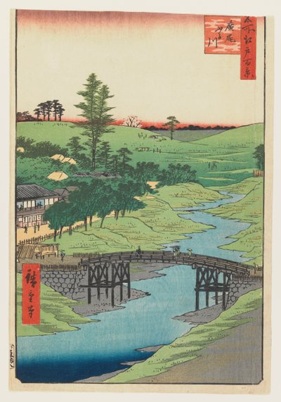 Rzeka Furukawa, Hiroo, 1856 (kolorowy drzeworyt) autorstwa Utagawa Hiroshige