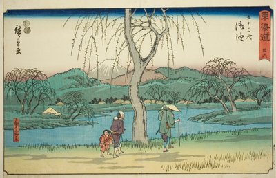 Goyu: Równina Motono wzdłuż Starej Drogi (Kokaido Motonogahara) — nr 36, z serii „Pięćdziesiąt trzy stacje Tokaido (Tokaido gojusan tsugi),” znana również jako Reisho Tokaido autorstwa Utagawa Hiroshige