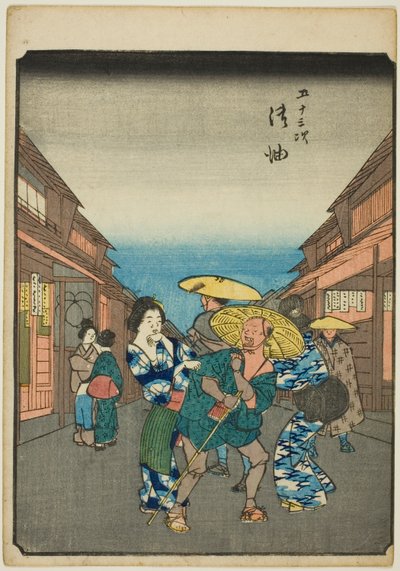 goyu, z serii „pięćdziesiąt trzy dźwięki tachi” „miejskości” (następnie Goshuyama) autorstwa Utagawa Hiroshige